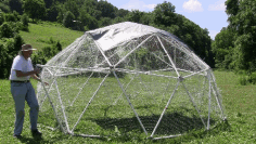 You can walk inside the PVC Chicken Tractor